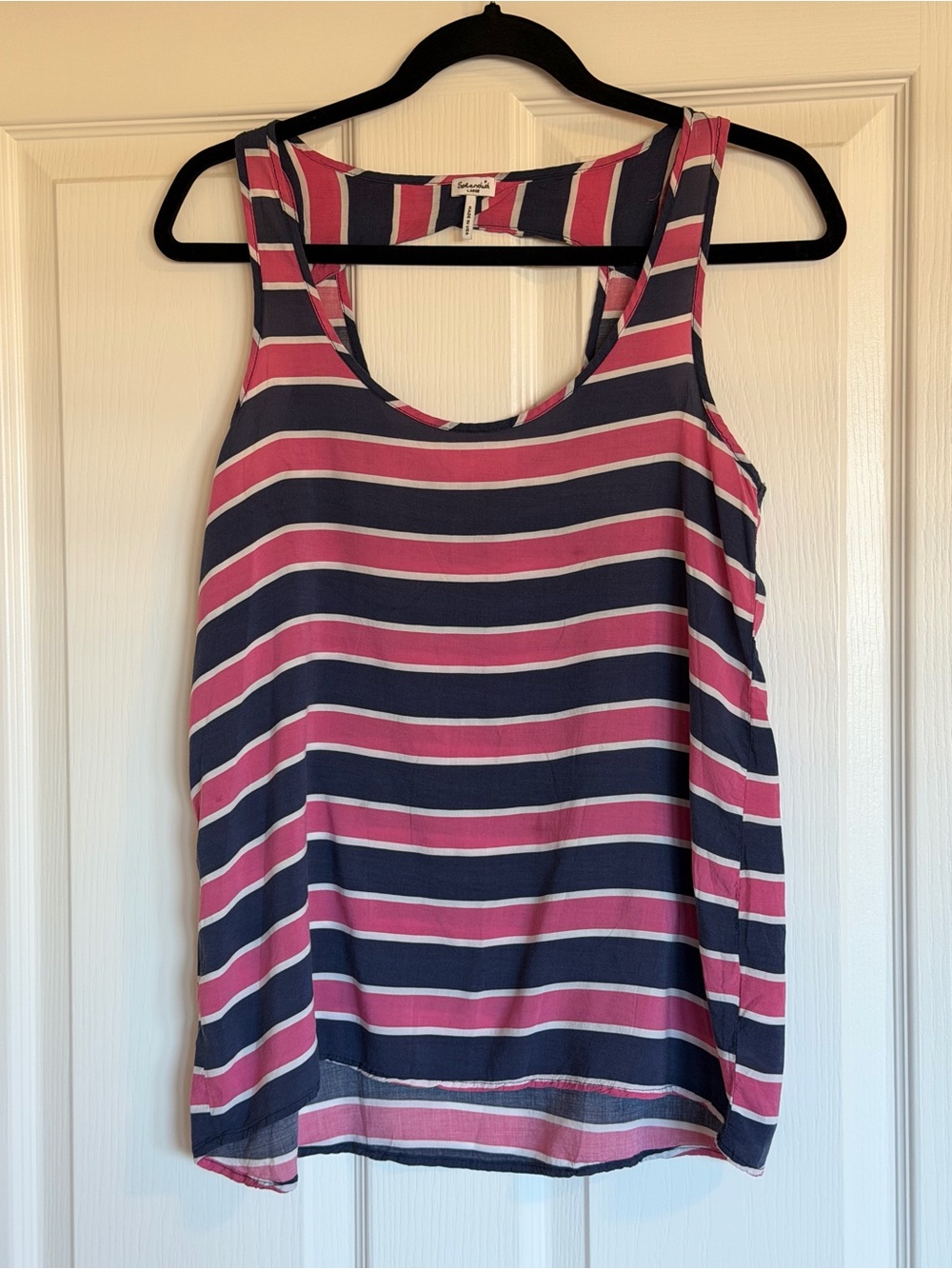 Splendid Navy, Pink and White Striped Sleeveless Tank Top